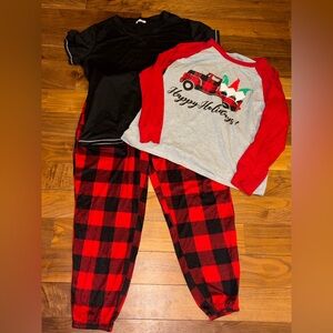 Festive Red and Black Pajamas Set